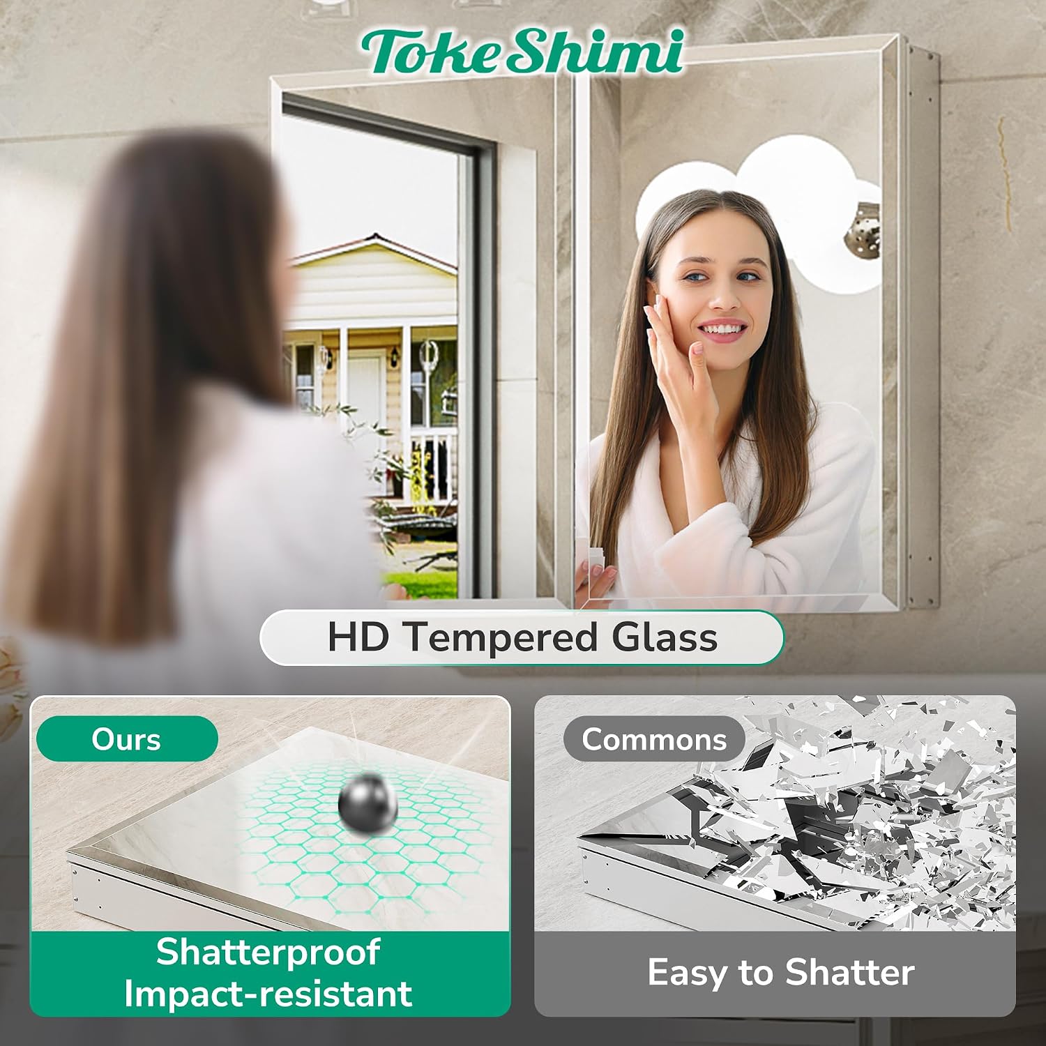 Thumbnail 6 de TokeShimi 14 x 18 Recessed Medicine Cabinet with Mirror