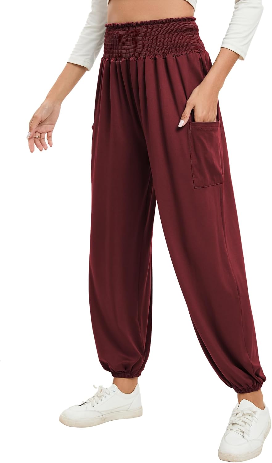 Detalle 2 de Famulily Womens Yoga Sweatpants with Pockets – High Waist Harem Lounge Trousers