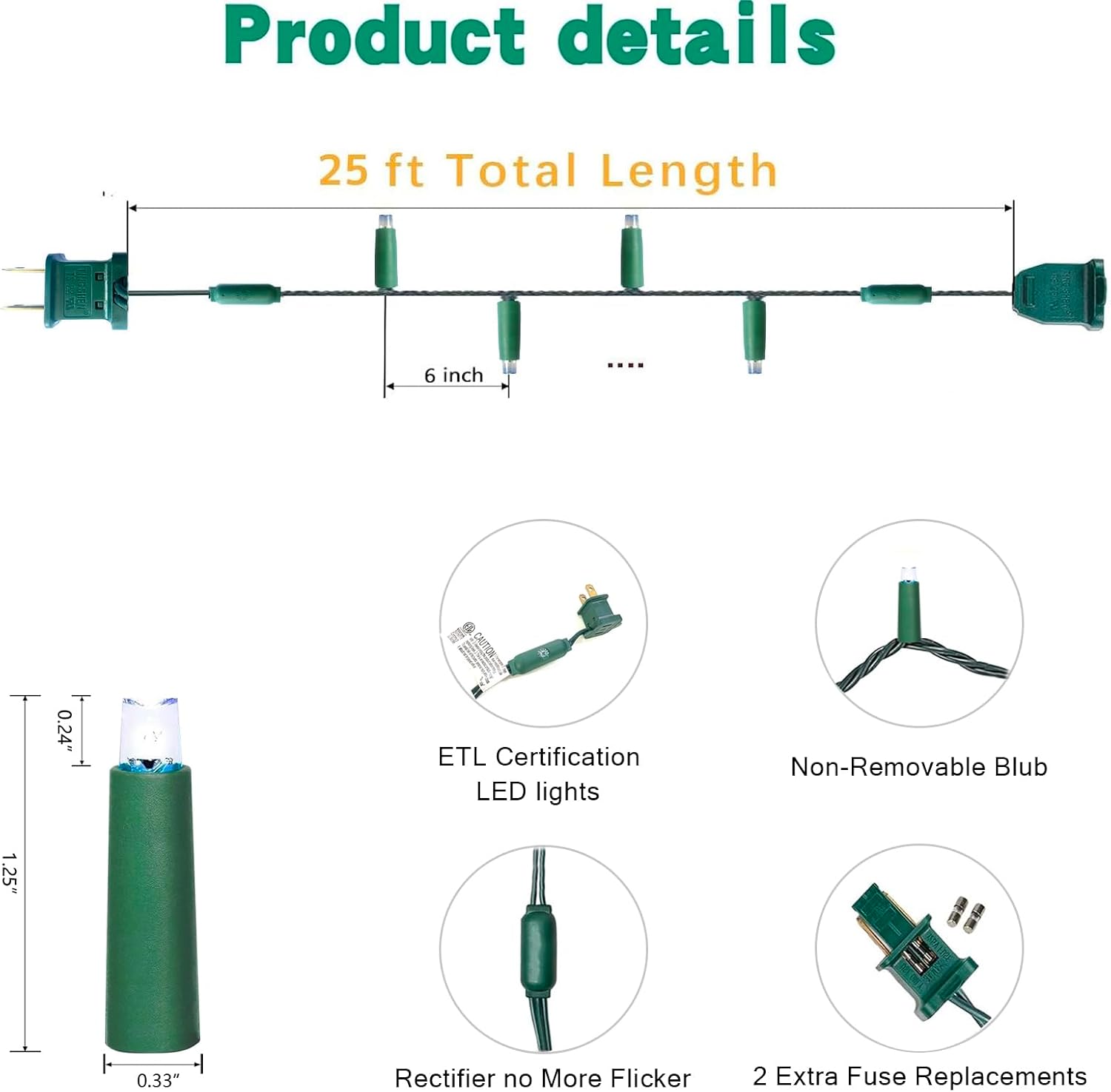 Detalle 2 de LED Christmas Lights, 25 ft