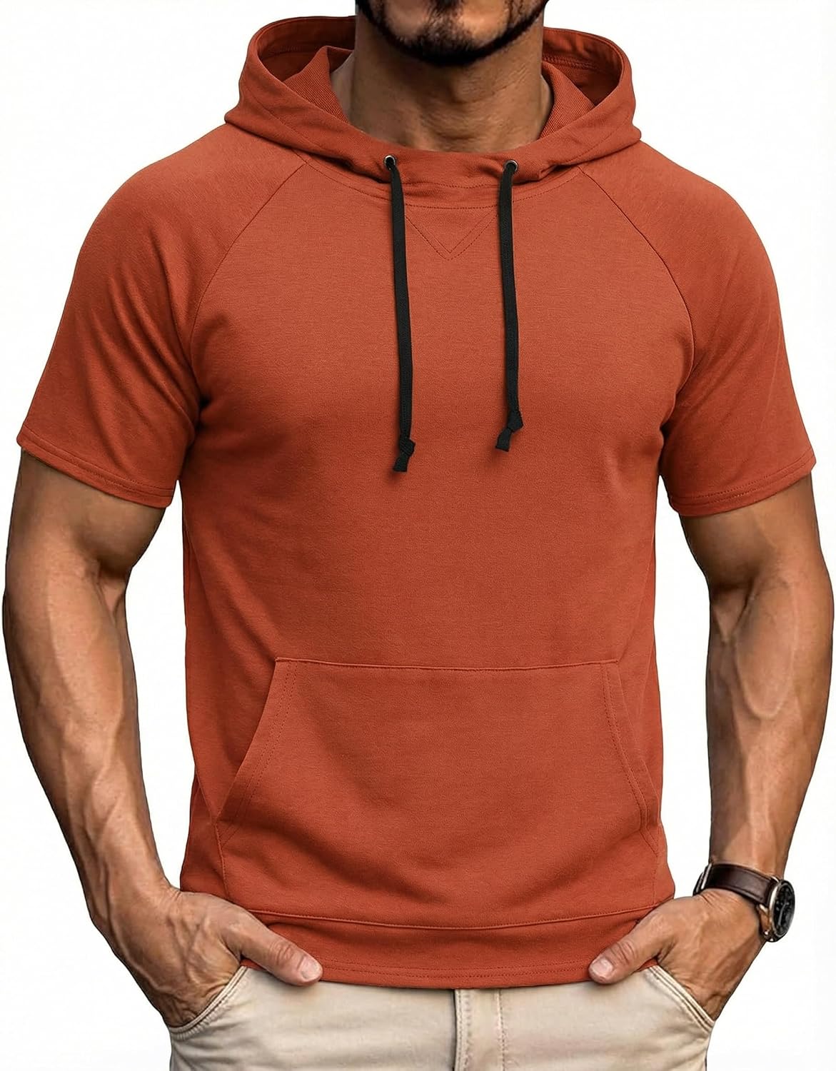 Thumbnail 5 de COOFANDY Sweat à Capuche Homme Manche Courte - Sweat léger avec Poche Kangourou, Style Urbain & Sport