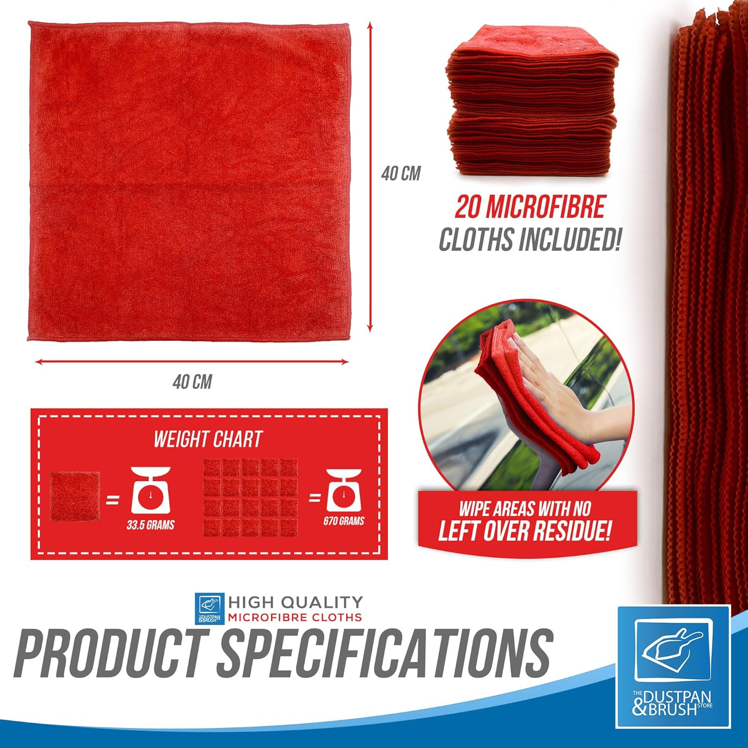 Thumbnail 5 de Microfiber Cleaning Cloths 40x40cm, Large, 10-Pack (Red) – Highly Absorbent, Lint-Free
