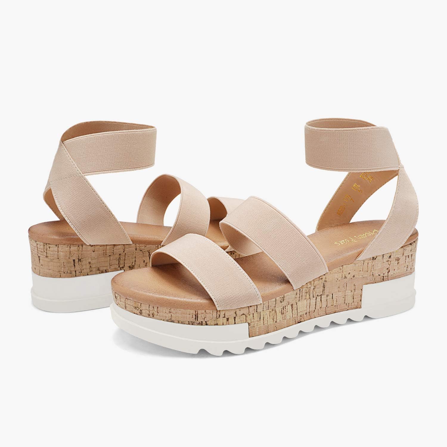 Thumbnail 2 de DREAM PAIRS Women's Open Toe Elastic Ankle Strap Casual Flatform Platform Wedges Sandals