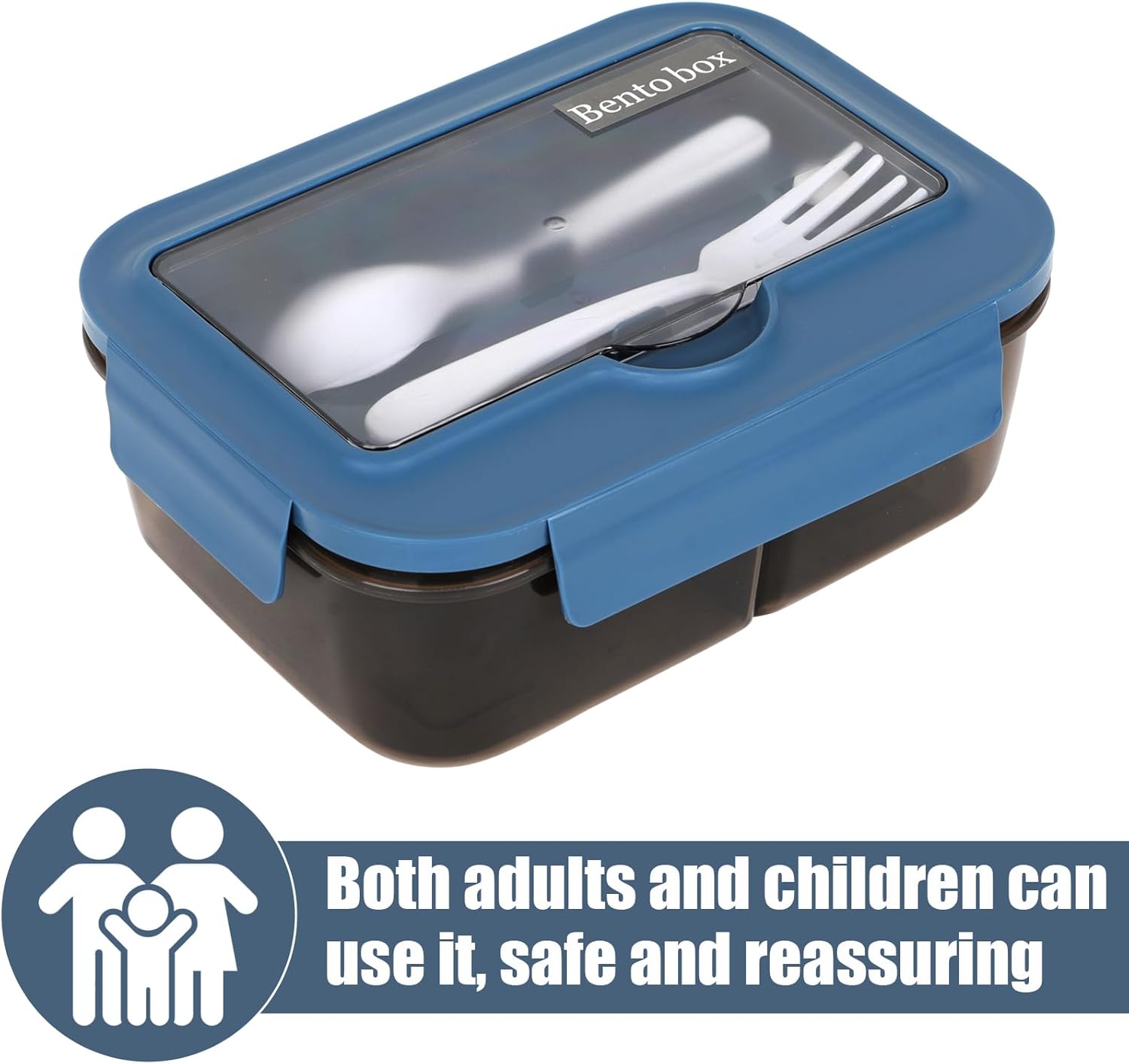 Thumbnail 2 de Brotdose Snackbox 1.400 ml mit Besteck und 3 Fächern – Lunchbox für Erwachsene, Kinder & Meal Prep