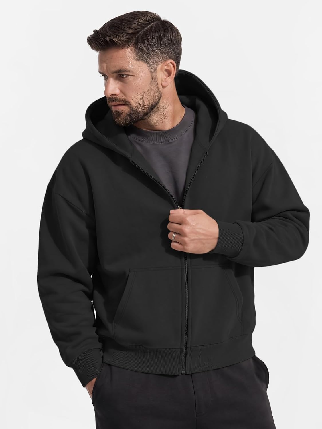 Detalle 2 de EFAN Men's Zip-Up Hoodie Cotton-Blend Fleece