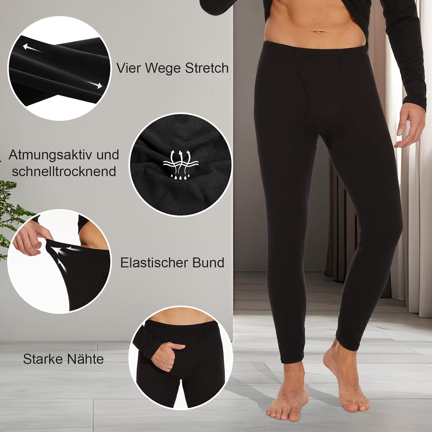 Detalle 2 de AMIYOYO Thermo Unterhose Lange Thermounterwäsche Herren