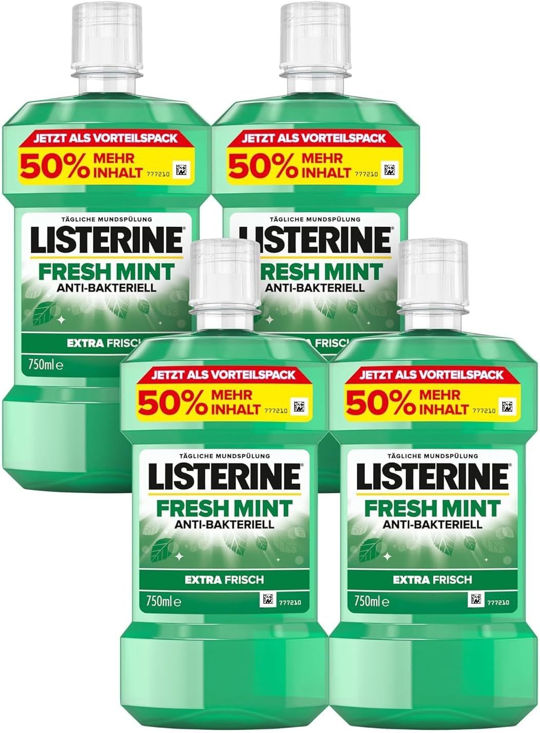Listerine Fresh Mint Mundspülung 4 x 750 ml – antibakteriell für frischen Atem