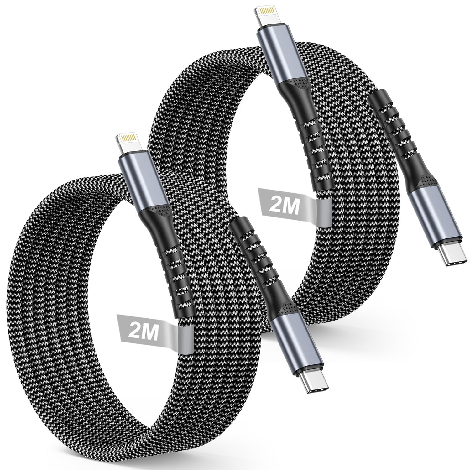 Detalle de Cable USB-C vers Lightning 2M Lot de 2 - BLITEZZ certifié MFi et nylon tressé