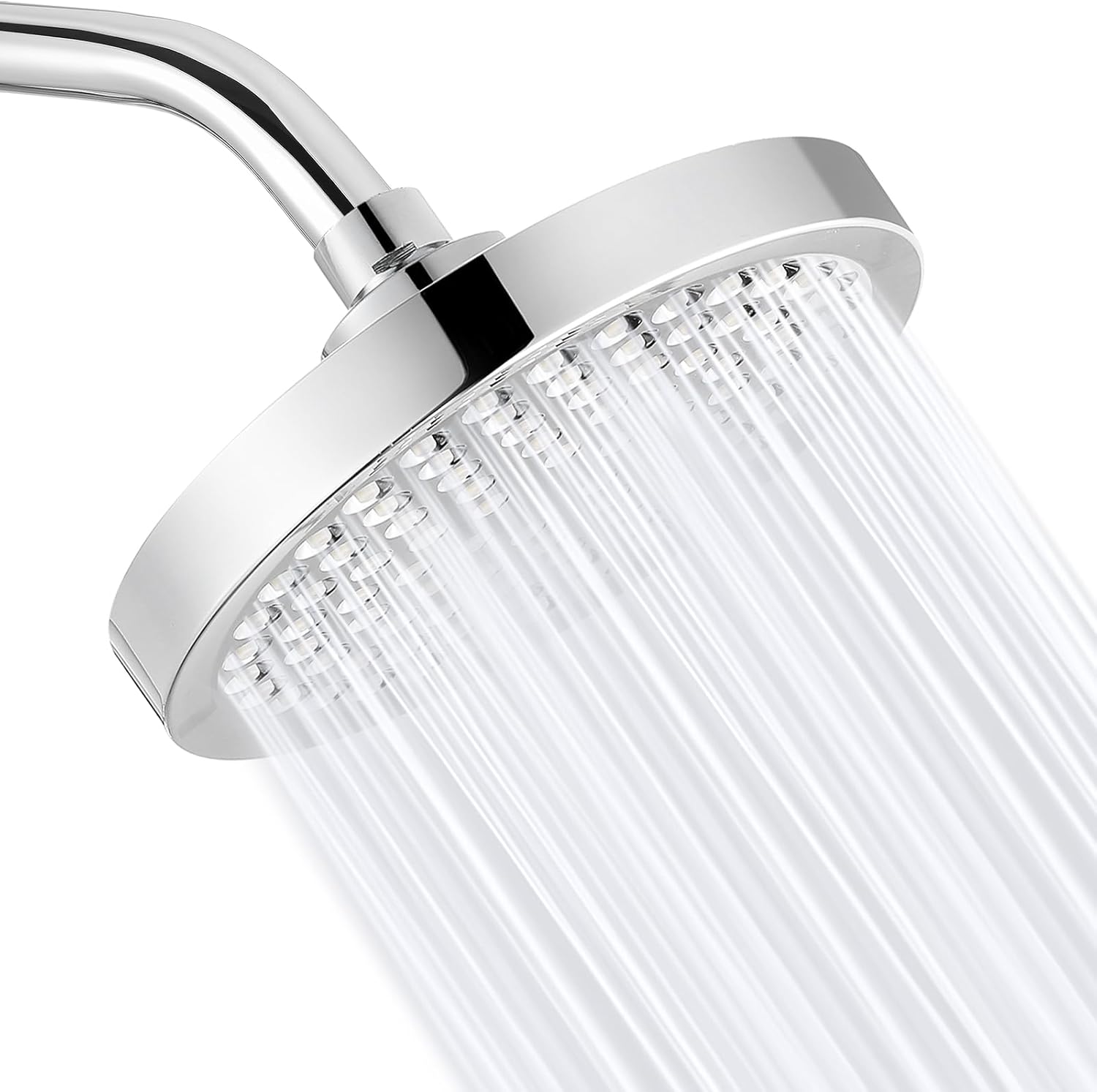 Detalle de Eolax High Pressure Rain Shower Head – 6 Inch Round Fixed Shower with Swivel Ball, Chrome Finish