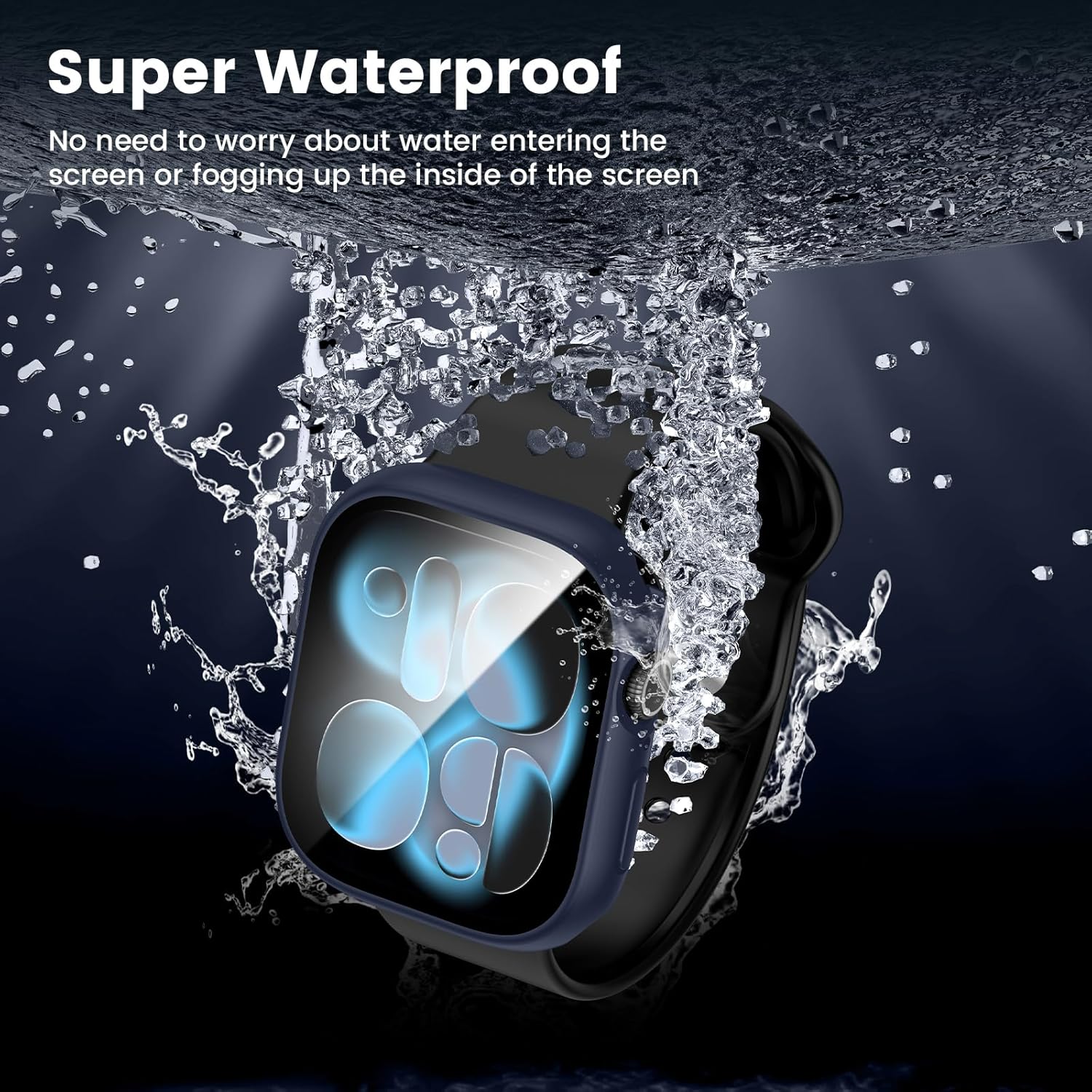 Thumbnail 3 de HWeggo 2 in 1 Waterproof Case + tempered glass screen protector for Apple Watch Series 11/10 (46mm) – blue