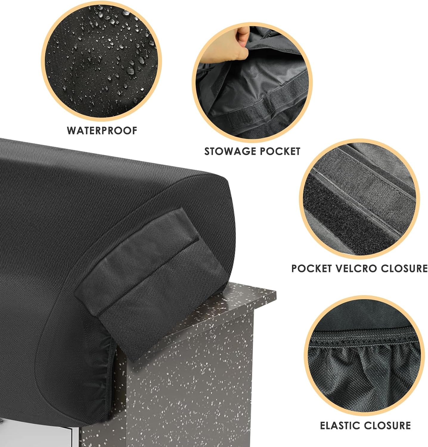 Detalle de Blackhoso BLZ-32 Built-In Grill Cover, 37 x 21.6 x 14.2 in, Felt Backing