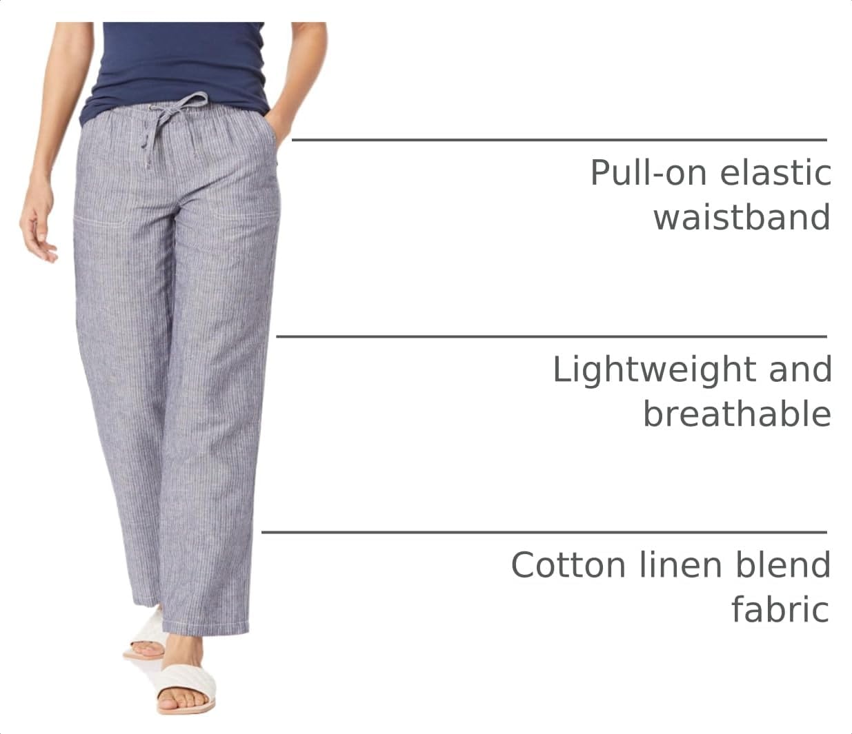 Detalle 2 de Amazon Essentials Women's Linen-Blend Relaxed Wide-Leg Pants with Drawcord