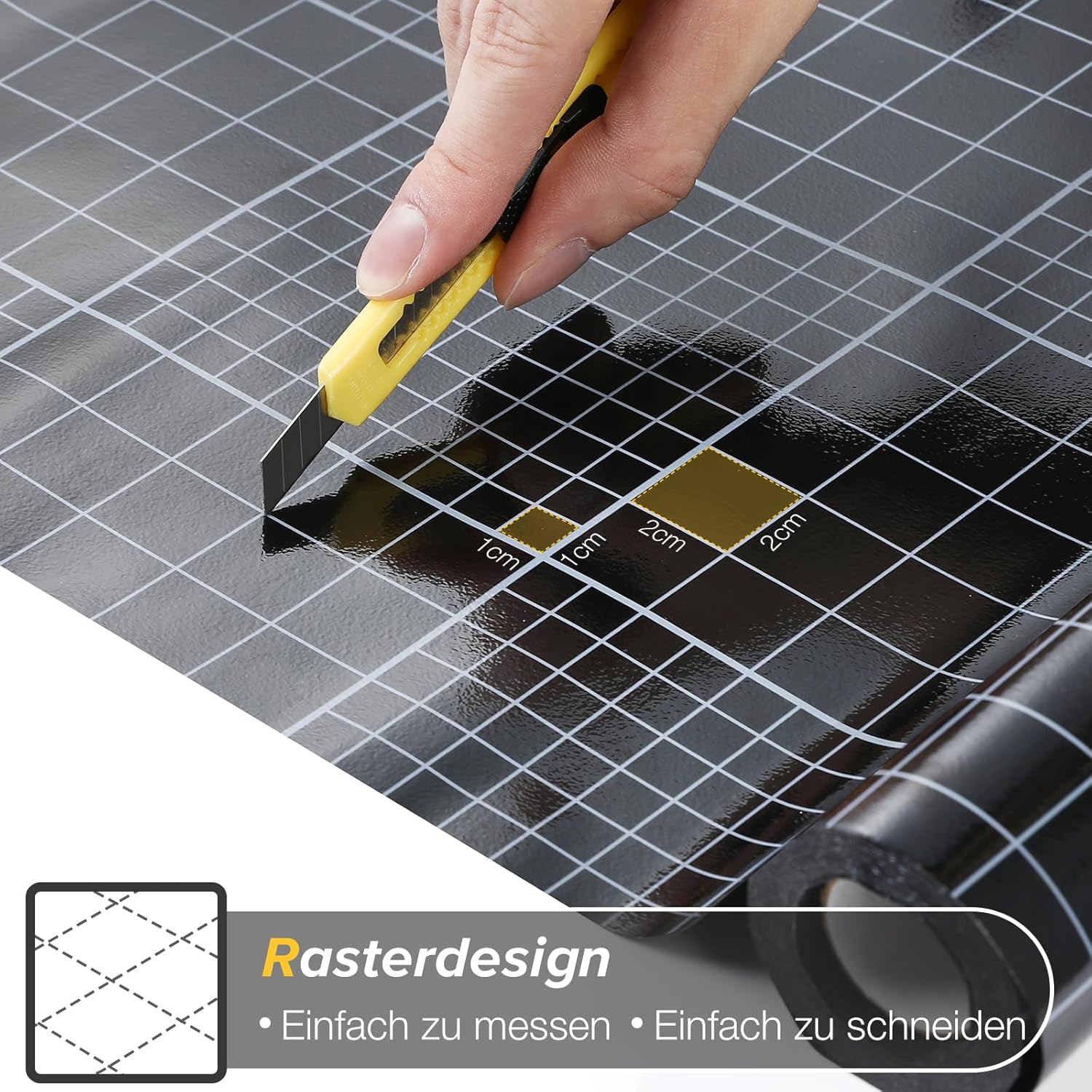 Thumbnail 5 de rabbitgoo Schwarze Fensterfolie Verdunklungsfolie mit Gitterdesign, 44,5 x 200 cm