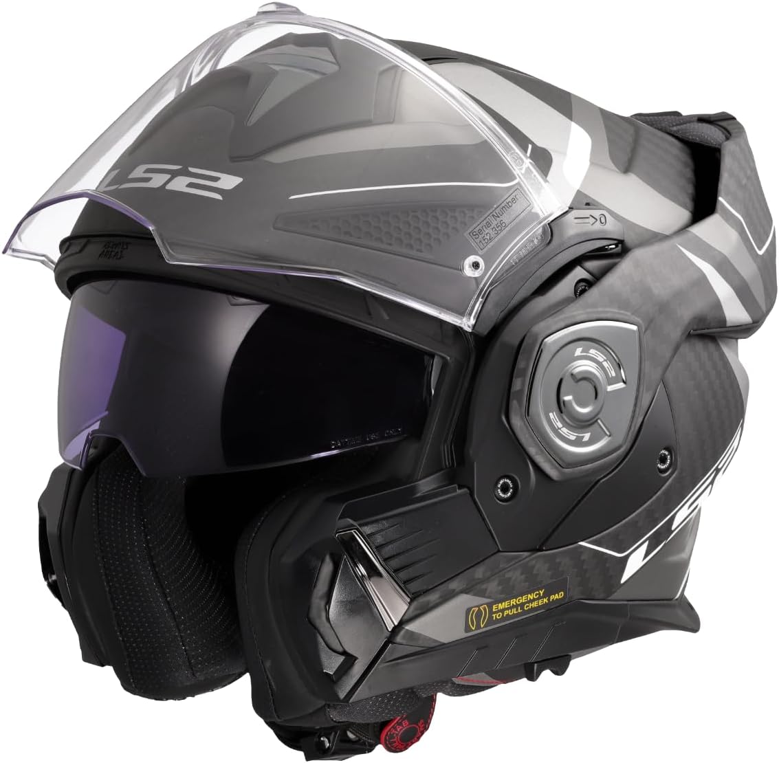 Thumbnail 1 de LS2 ADVANT X CARBON HORIZON – Modularer Motorradhelm, Carbon, Matt Silver Grey, Größe XL