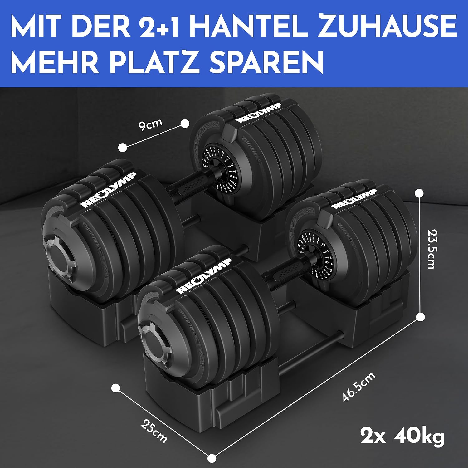 Detalle 2 de NEOLYMP Kurzhantel verstellbar 2–40 kg 🏋