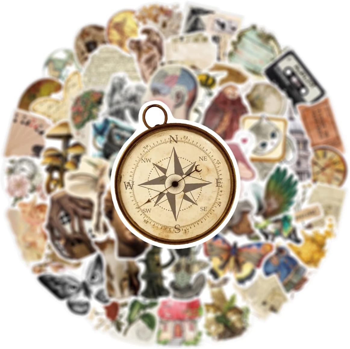 Detalle de Vintage Pattern Vinyl Stickers, 100-piece pack