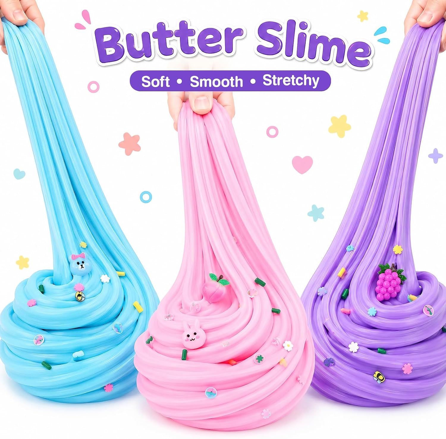 Detalle de Slime Kit 9 Pack: 3 Butter Slime, 3 Cloud Slime & 3 Jelly Cube Crunchy Clear Slime