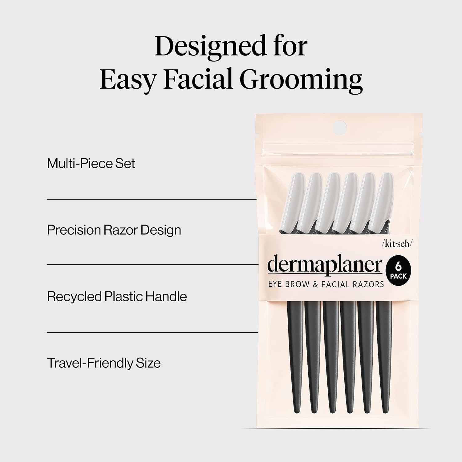 Detalle de Kitsch Dermaplane Razor 6-pack — facial shaver 🪒