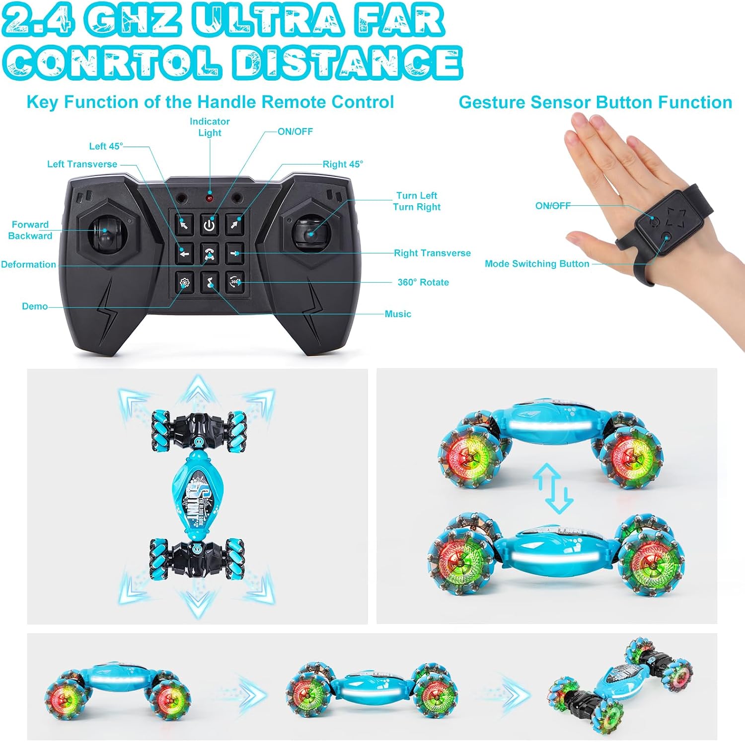 Detalle de Ltteaoy Double Sided Rotating 4WD RC Car 360°