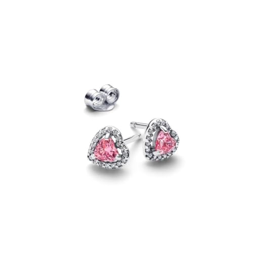 Detalle 2 de Pandora Erhabenes rosafarbenes Herz Ohrstecker 298427C02 – 925-Sterling