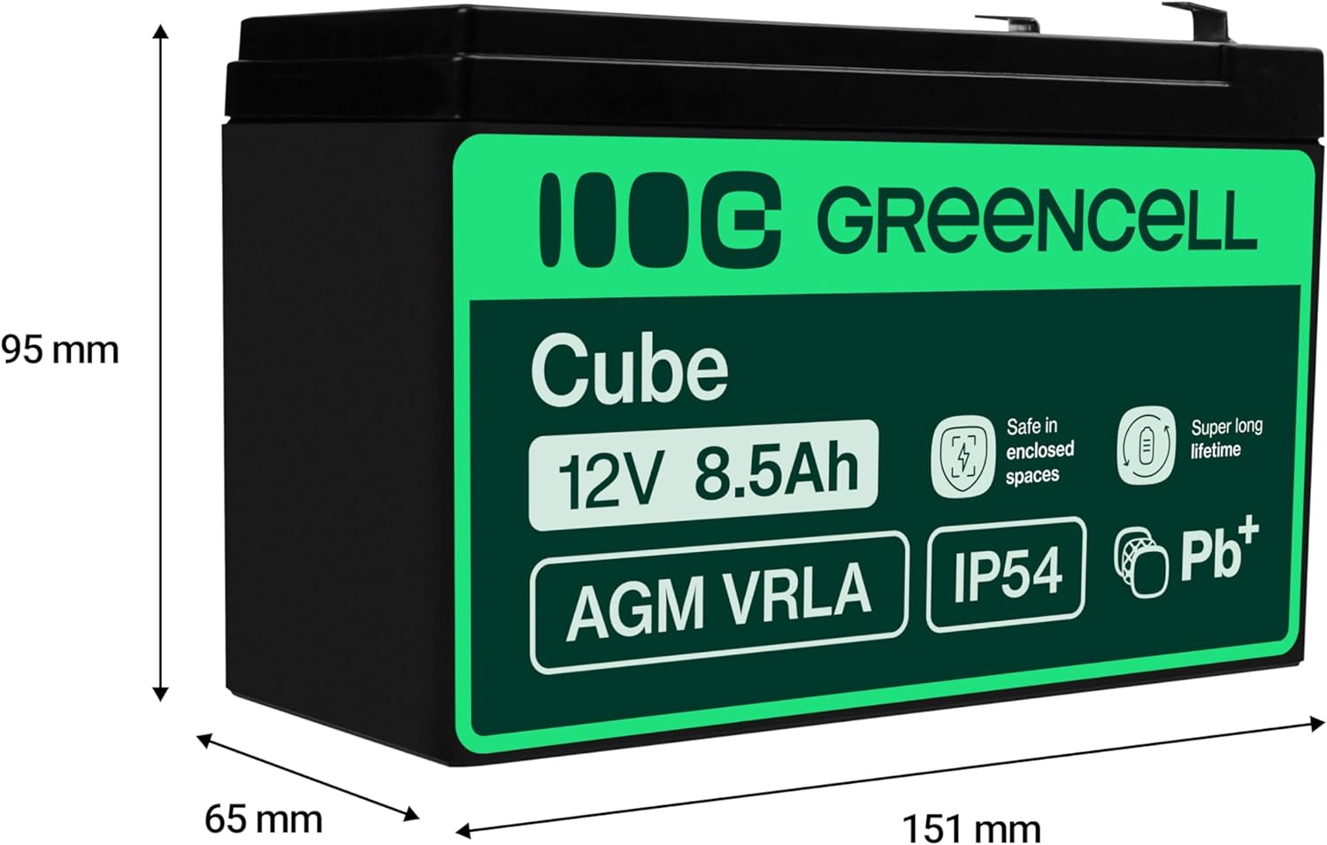 Thumbnail 1 de Greencell Batteria AGM 12V 8,5Ah VRLA esente da manutenzione per UPS, allarmi e sistemi di emergenza