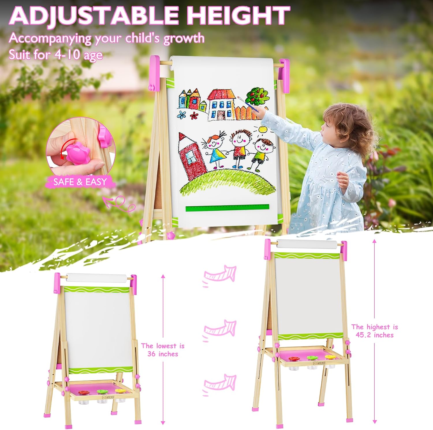 Detalle de Adjustable Wooden Kids' Easel
