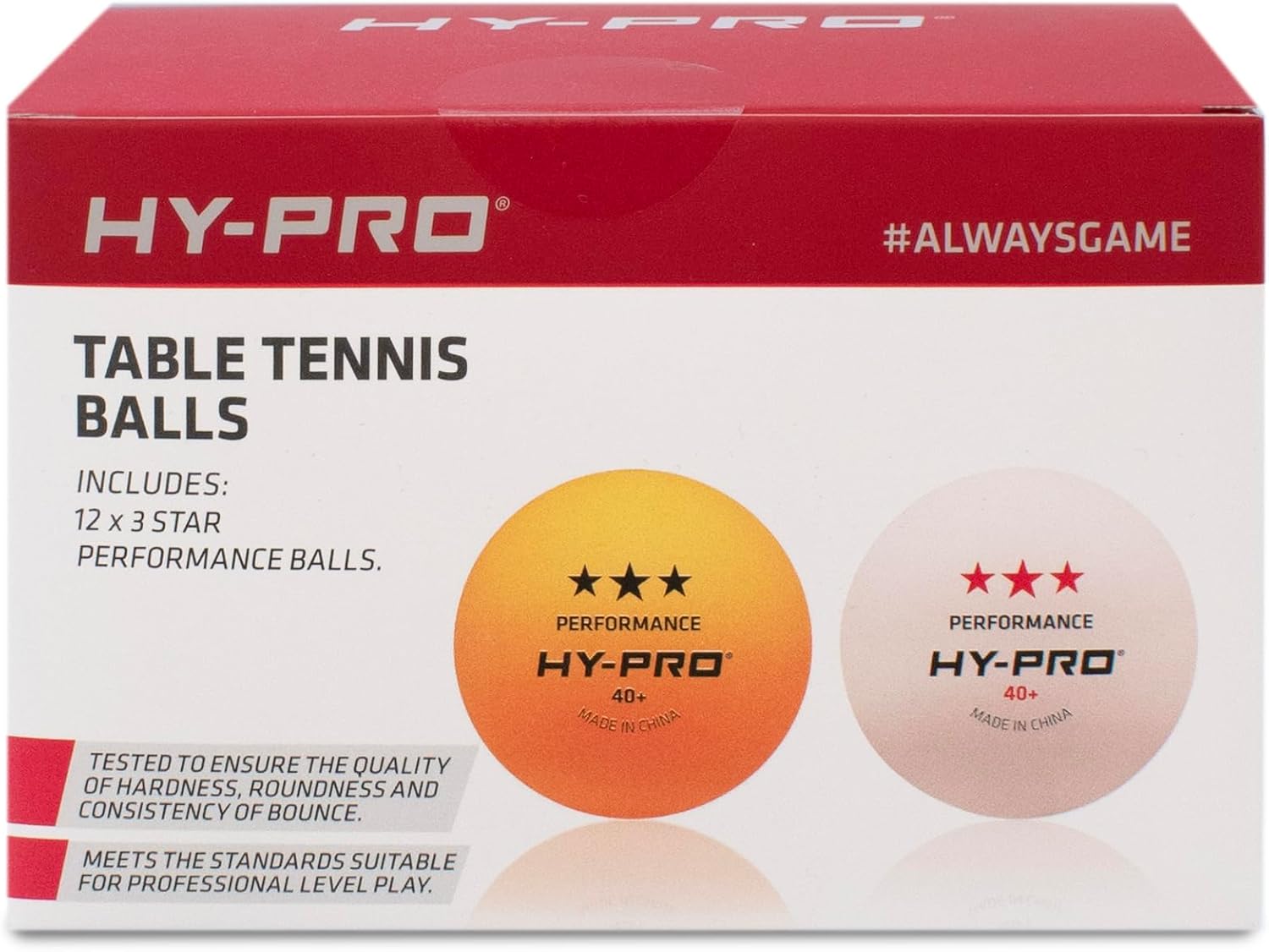Thumbnail 1 de Hy-Pro 12 Pack Table Tennis Balls (Professional 3 Star) – 40+ mm, White/Orange