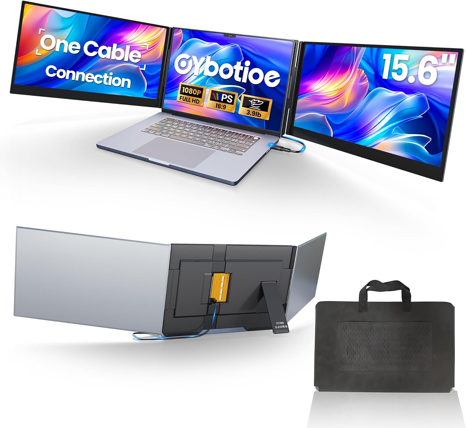 Detalle de Cybotioe One Cable Connect 15.6-Inch 1080p Triple-Screen Laptop Extender