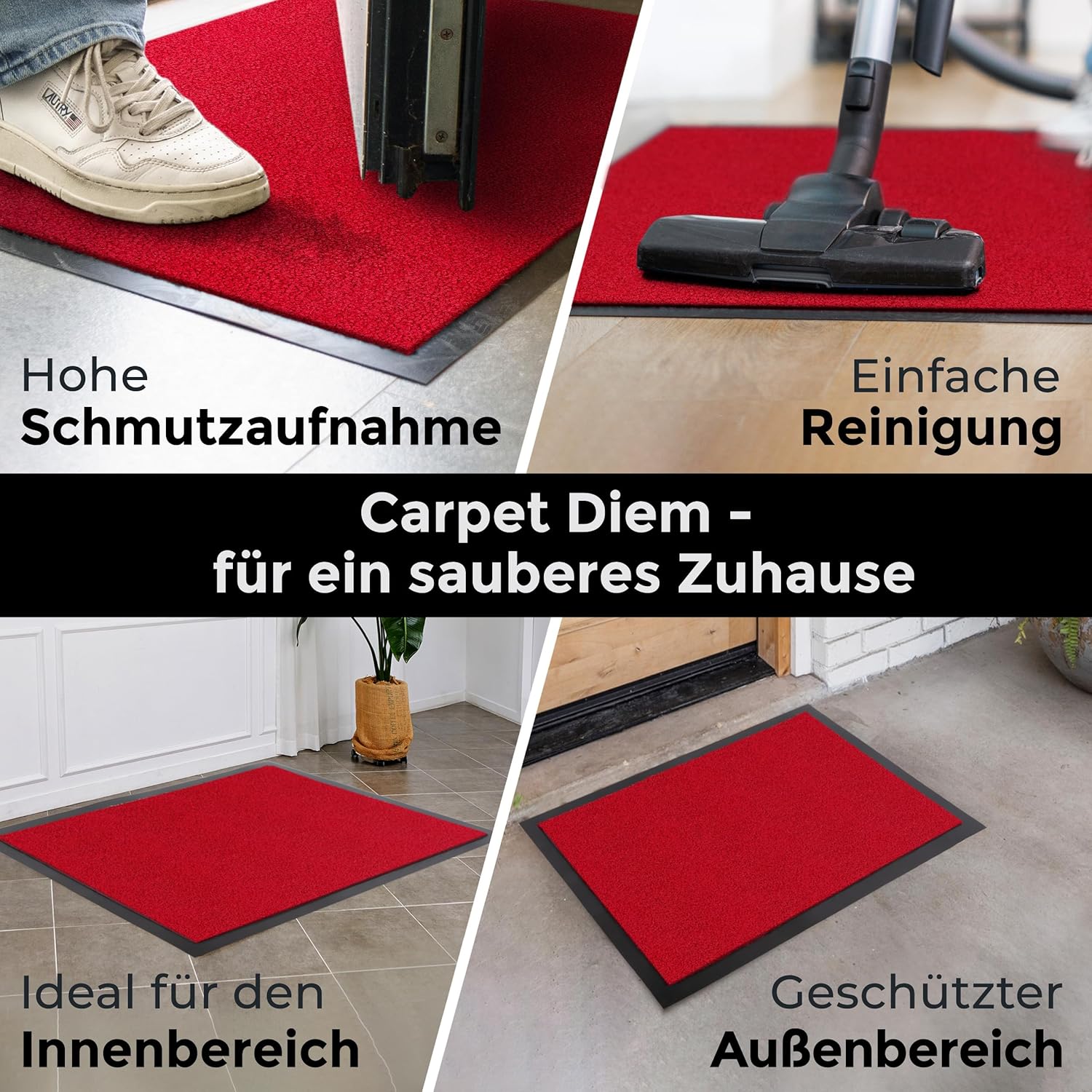 Thumbnail 2 de Carpet Diem Fußmatte „einfach sauber“ – Schmutzfangmatte für drinnen & draußen, rutschfest, 40 x 60 cm (rot)