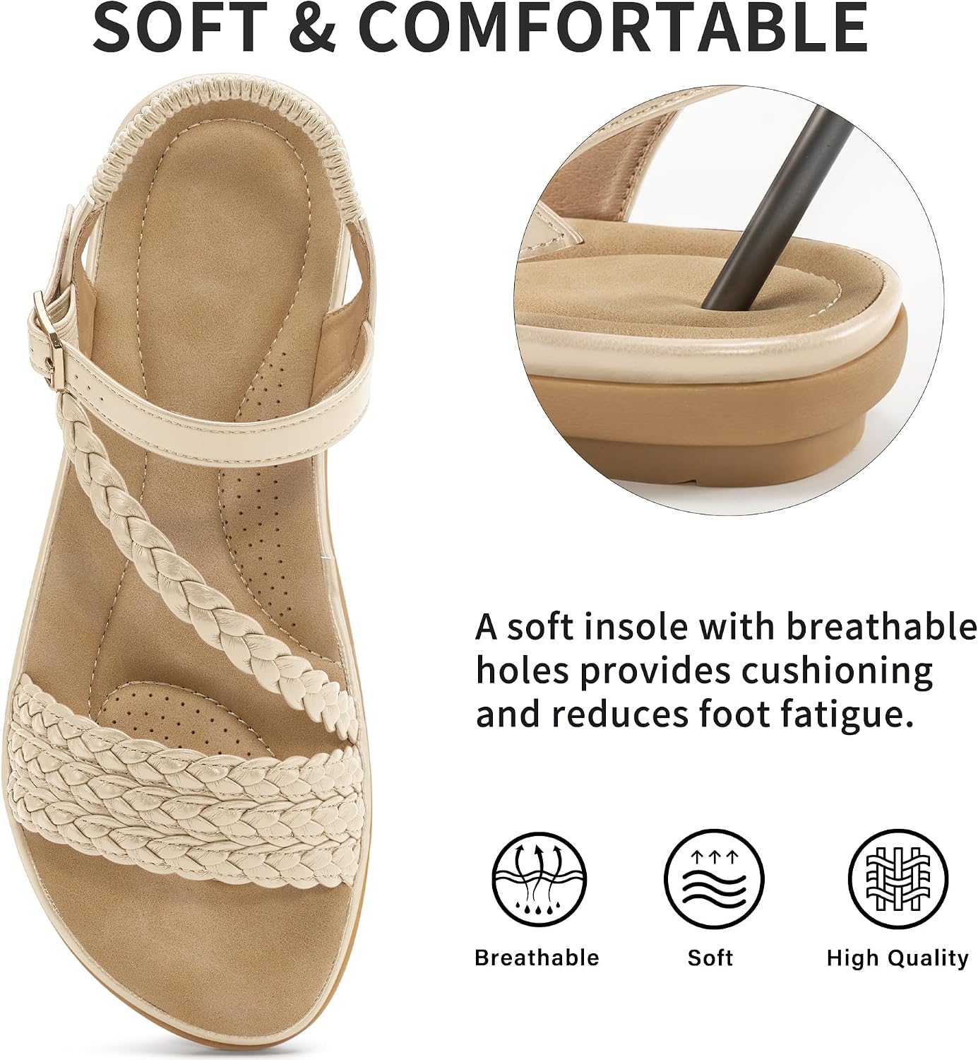 Thumbnail 3 de Aomigoct Dressy Women's Sandals: Comfortable, Lightweight Woven Flat Sandals for All-Day Wear