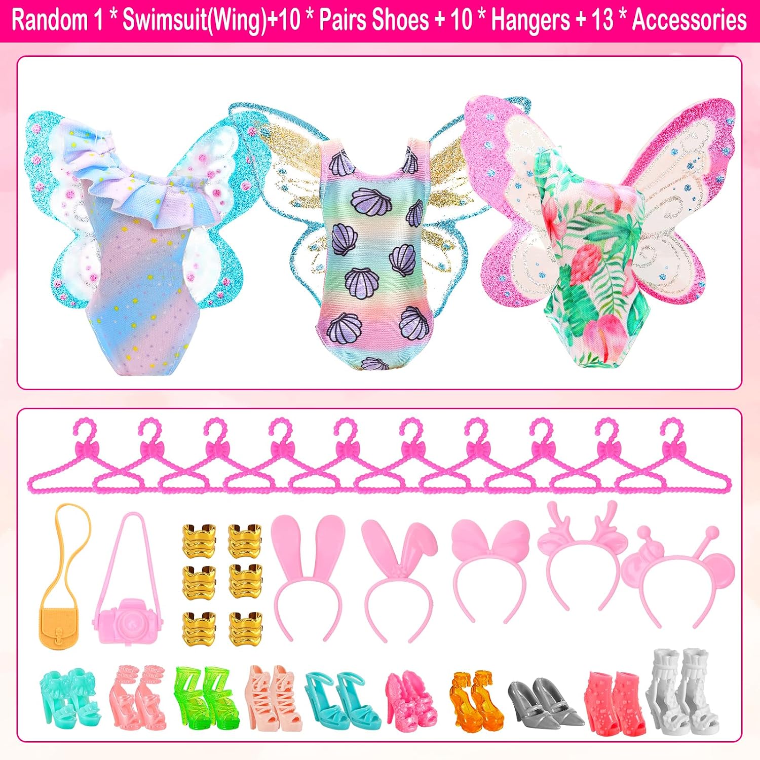 Thumbnail 5 de Miunana 54 Pcs 11.5 Inch Doll Clothes & Accessories Set
