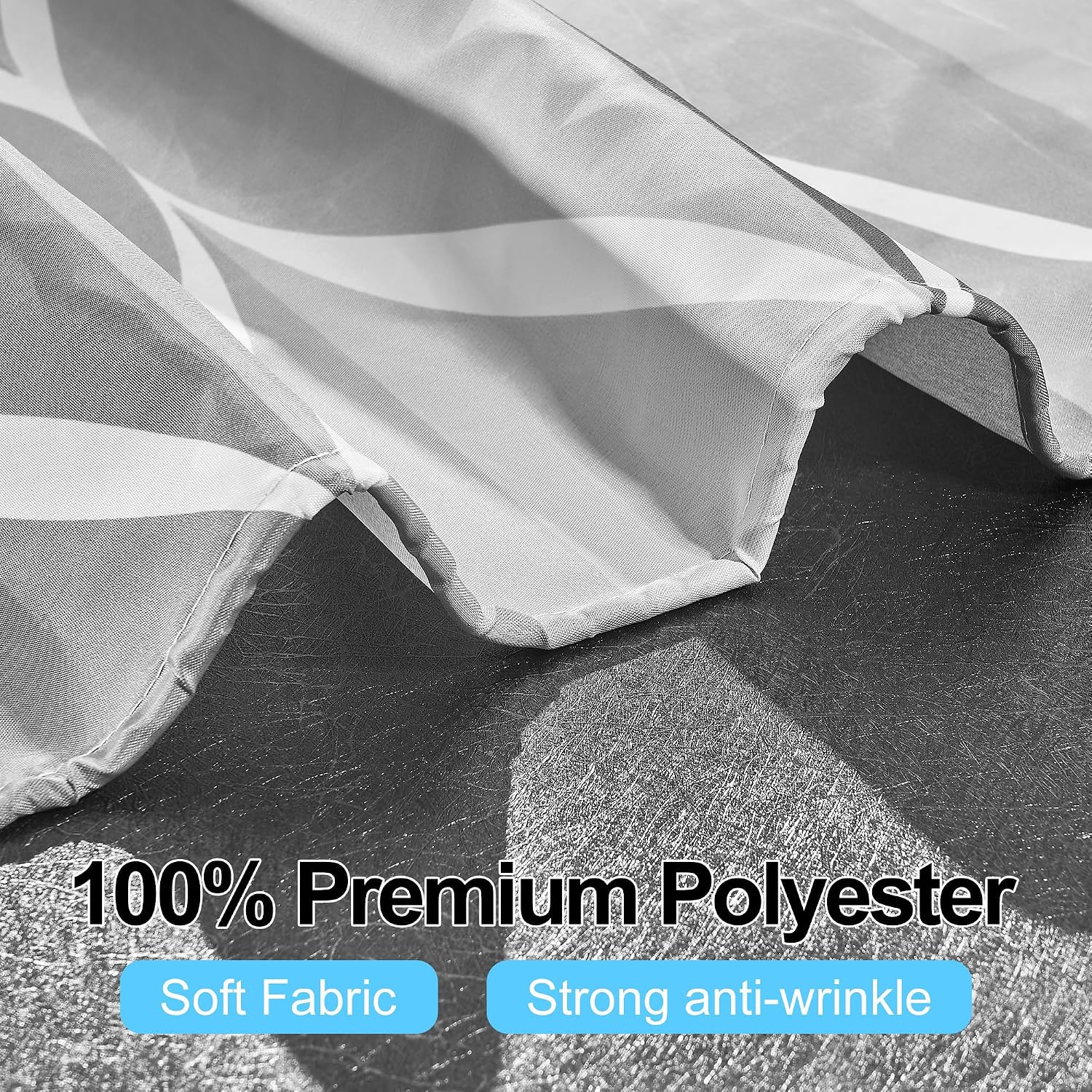 Detalle de DUFU Rideau de douche à séchage rapide en polyester imperméable 180x200 cm avec 12 crochets (gris vagues)