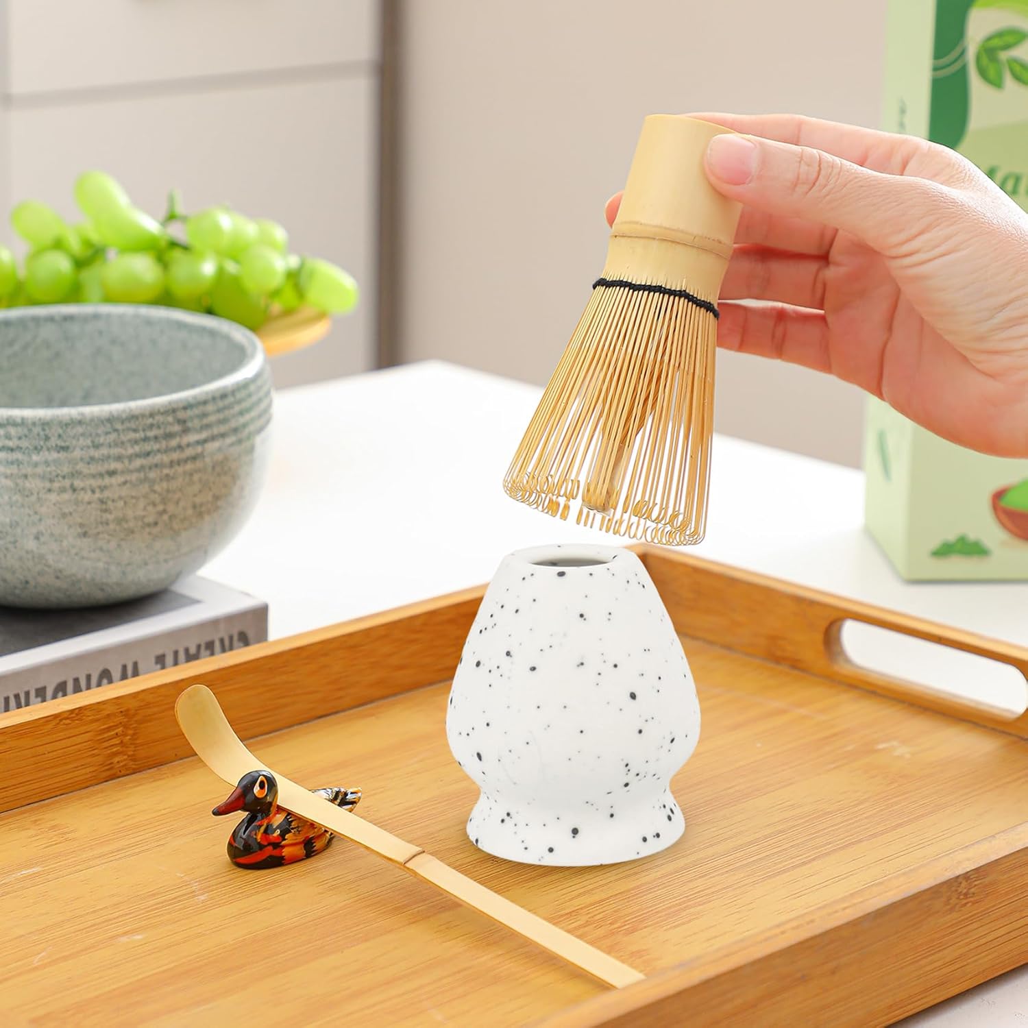 Thumbnail 4 de Nideen Matcha Whisk Set of 6 (White-02) – whisk, scoop, spoon, sifter & ceramic holder