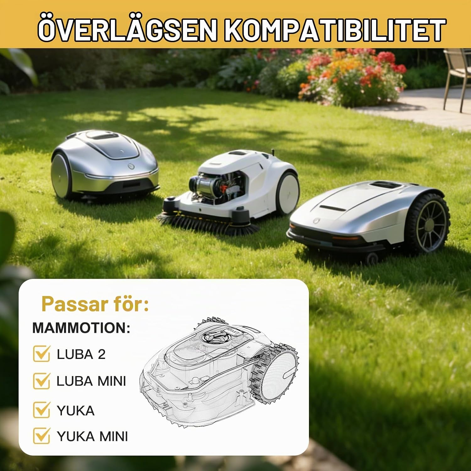 Thumbnail 1 de Tronisky 36 reservblad för robotgräsklippare, vändbara i rostfritt stål
