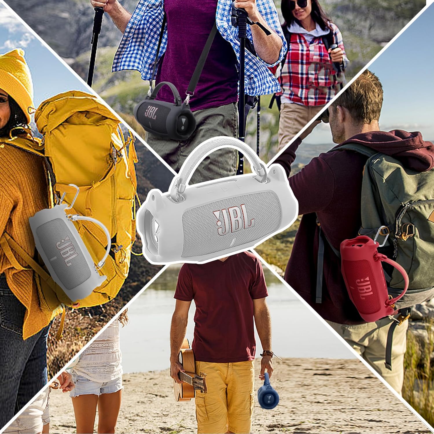 Thumbnail 3 de Khanka Silicone Protective Cover for JBL Charge 6 with Detachable Strap – White