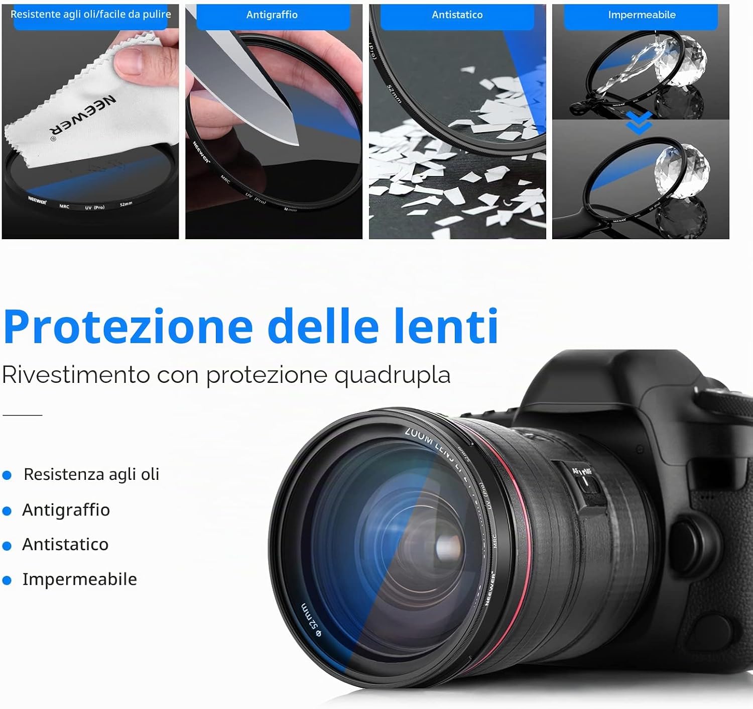 Thumbnail 5 de NEEWER 52 mm Filtro UV MRC: protezione avanzata e trasparenza elevata per la tua lente 52mm