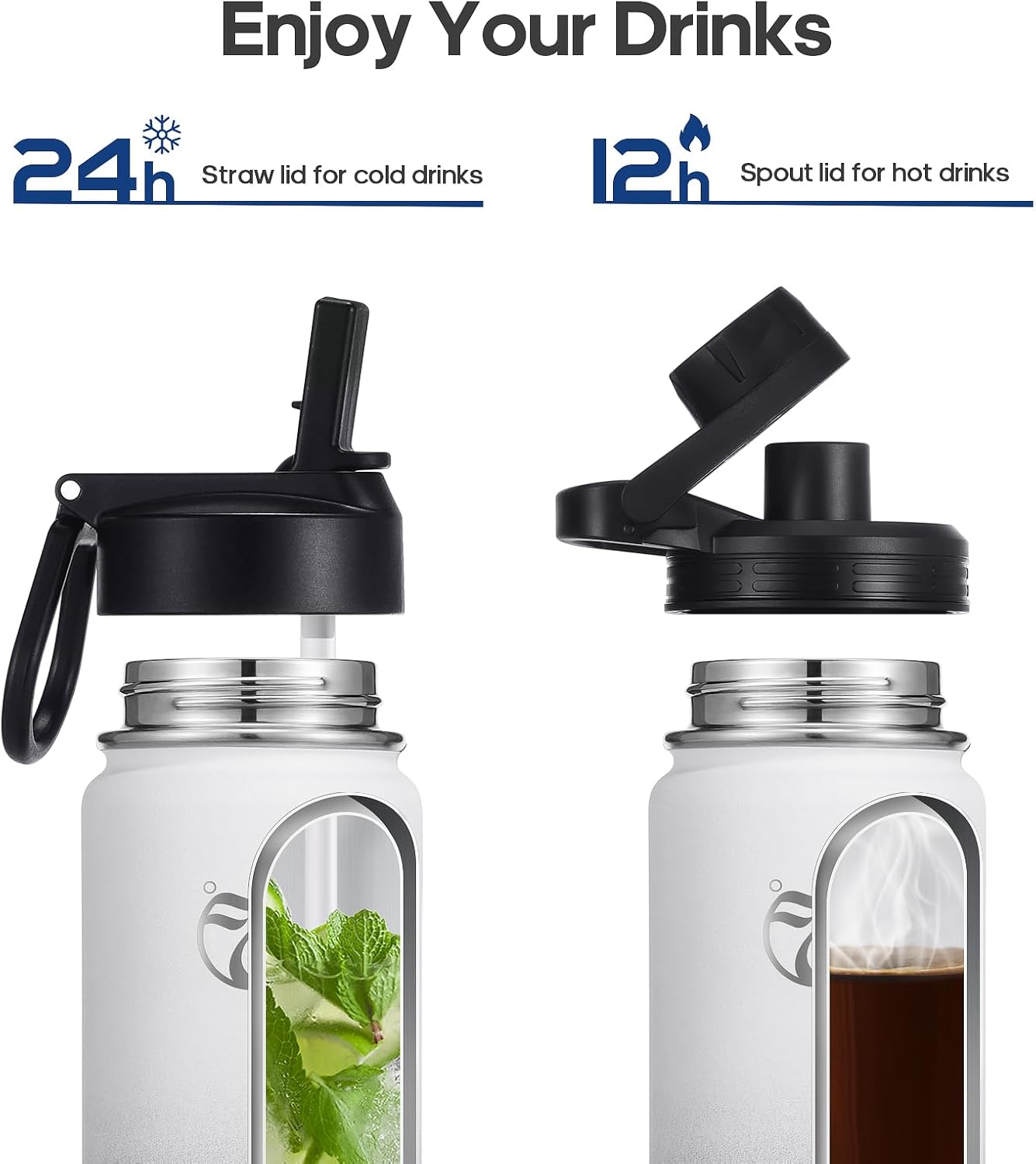 Thumbnail 4 de HydroPal Vacuum Insulated Water Bottle (Multiple Sizes) with 2 Lids