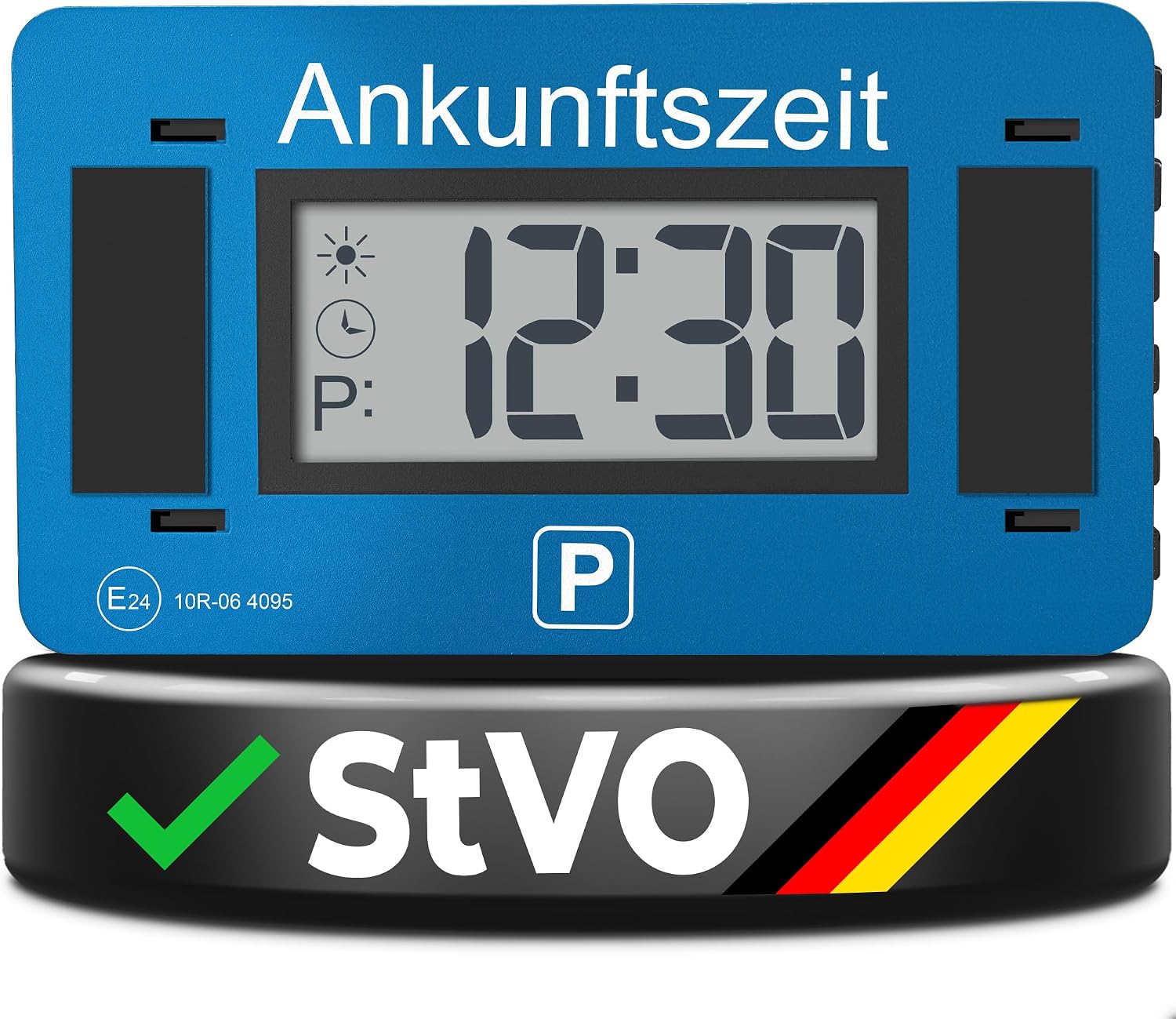 Detalle de Parkwächter V2 elektronische Parkscheibe mit StVO-Zulassung (ECE E24 10R – 06 4095) – Automatik, wechselbare Taktung, blau