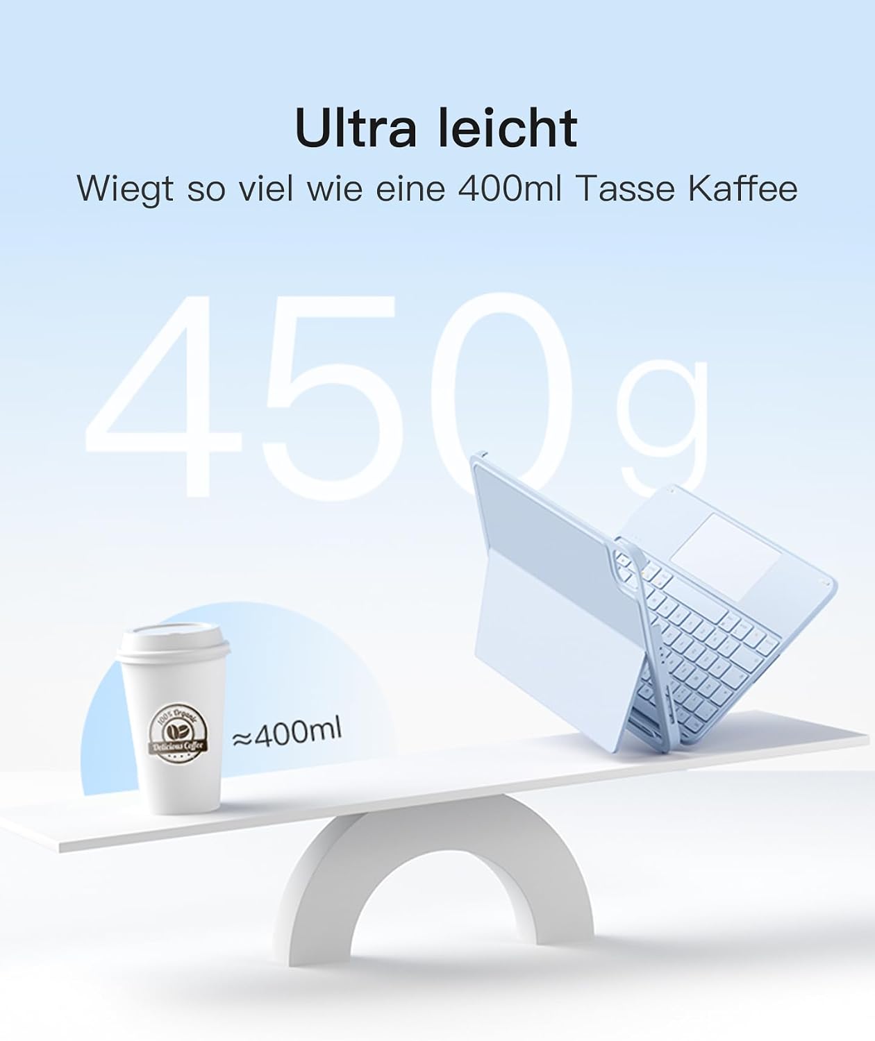 Detalle de Inateck Hülle mit Tastatur für iPad 11 Zoll & Pro 11, A16/M3 2025 – Ultraleicht, abnehmbar, Touchpad