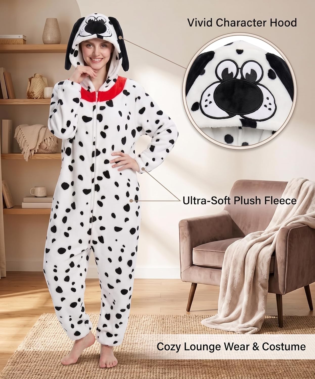 Detalle de Hundredmore Adult Animal Onesie Pajamas, Plush One-Piece with Hood and Pockets