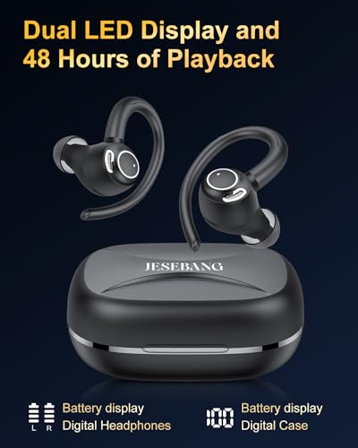 Detalle 2 de Jesebang YT18 cuffie Bluetooth sport con ganci, Bluetooth 5.4 e display LED