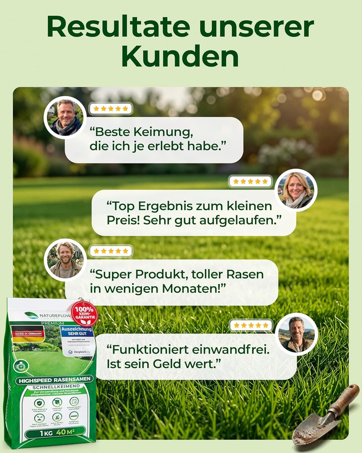 Detalle de Rasensamen schnellkeimend Sommer 1kg – Natureflow