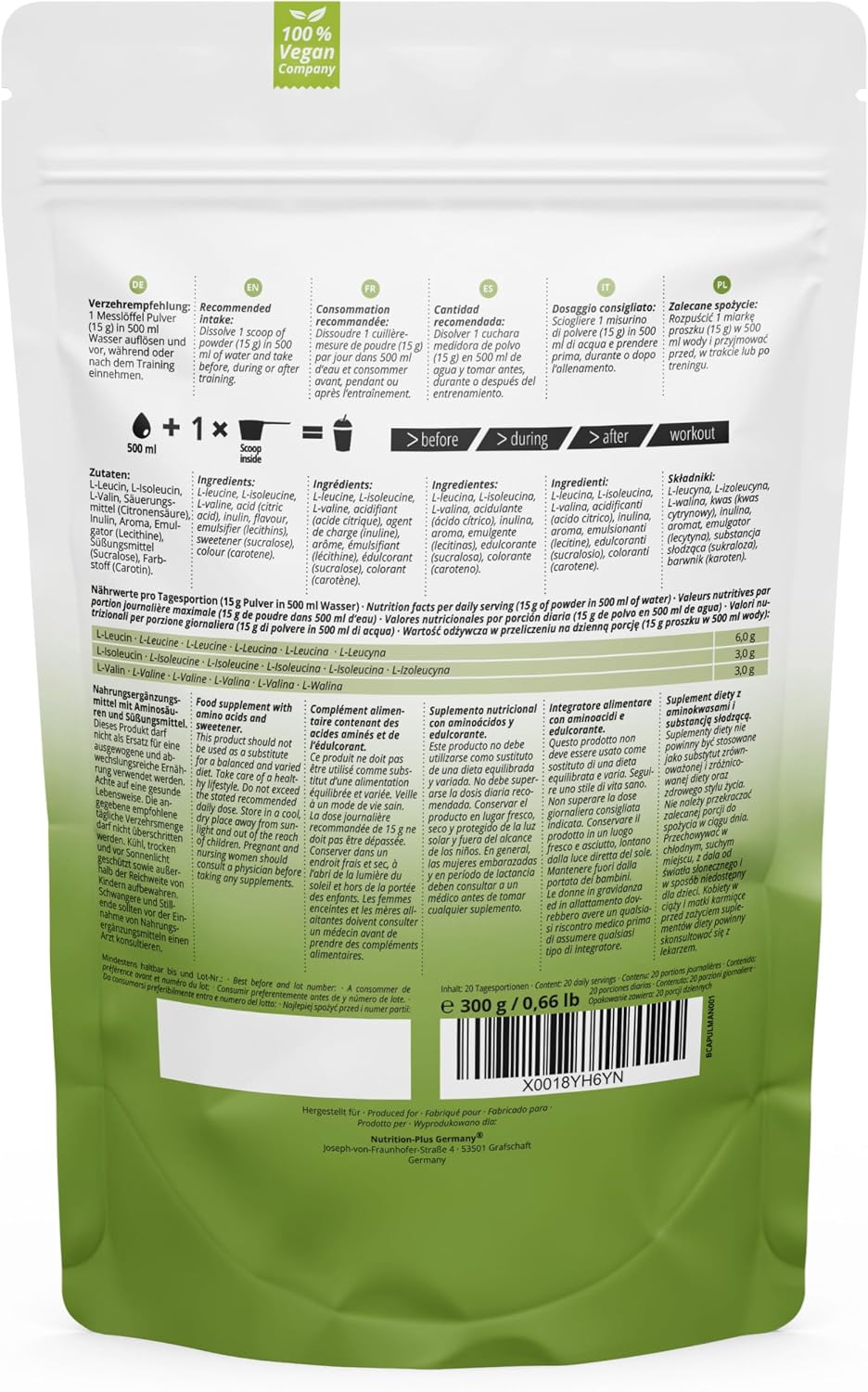 Detalle 1 de BCAA Pulver Mango Maracuja 300 g