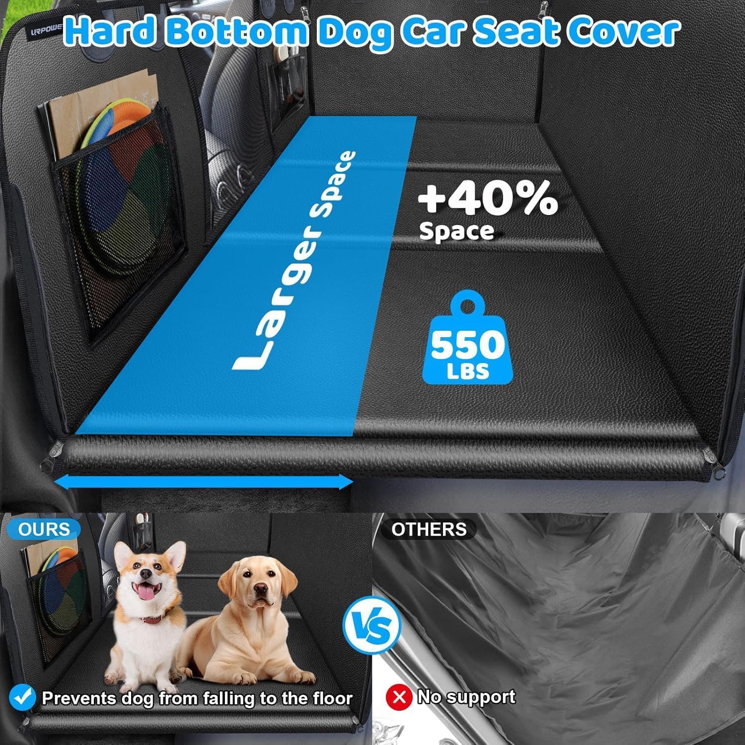 Detalle 2 de URPOWER 2026 Upgraded Back Seat Extender for Extended Cab Trucks: Large, Waterproof Dog Hammock with 550 lb Capacity