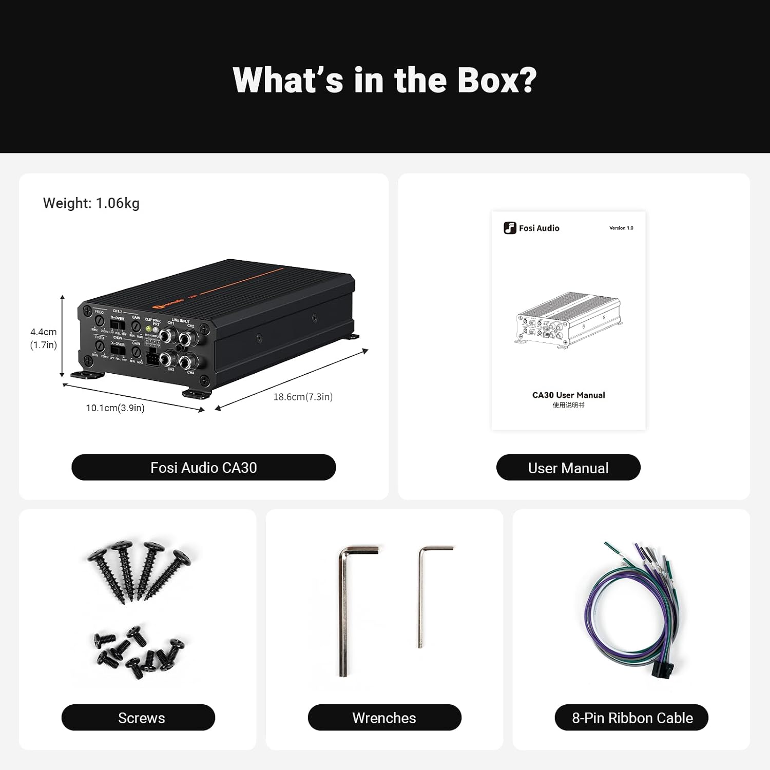 Detalle de Fosi Audio CA30 4-Channel Car Amplifier: Compact Class D Powerhouse