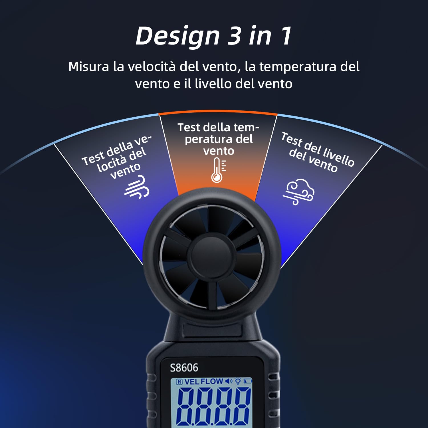 Detalle de Mcbazel S8606 Anemometro 3 in 1 📐