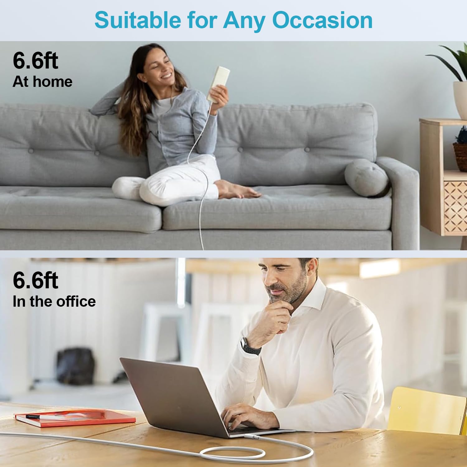 Thumbnail 6 de iPhone 16/17 USB‑C Ladekabel (2er‑Set, 2 m, 60 W) – Nylon geflochtenes USB‑C auf USB‑C Schnellladekabel