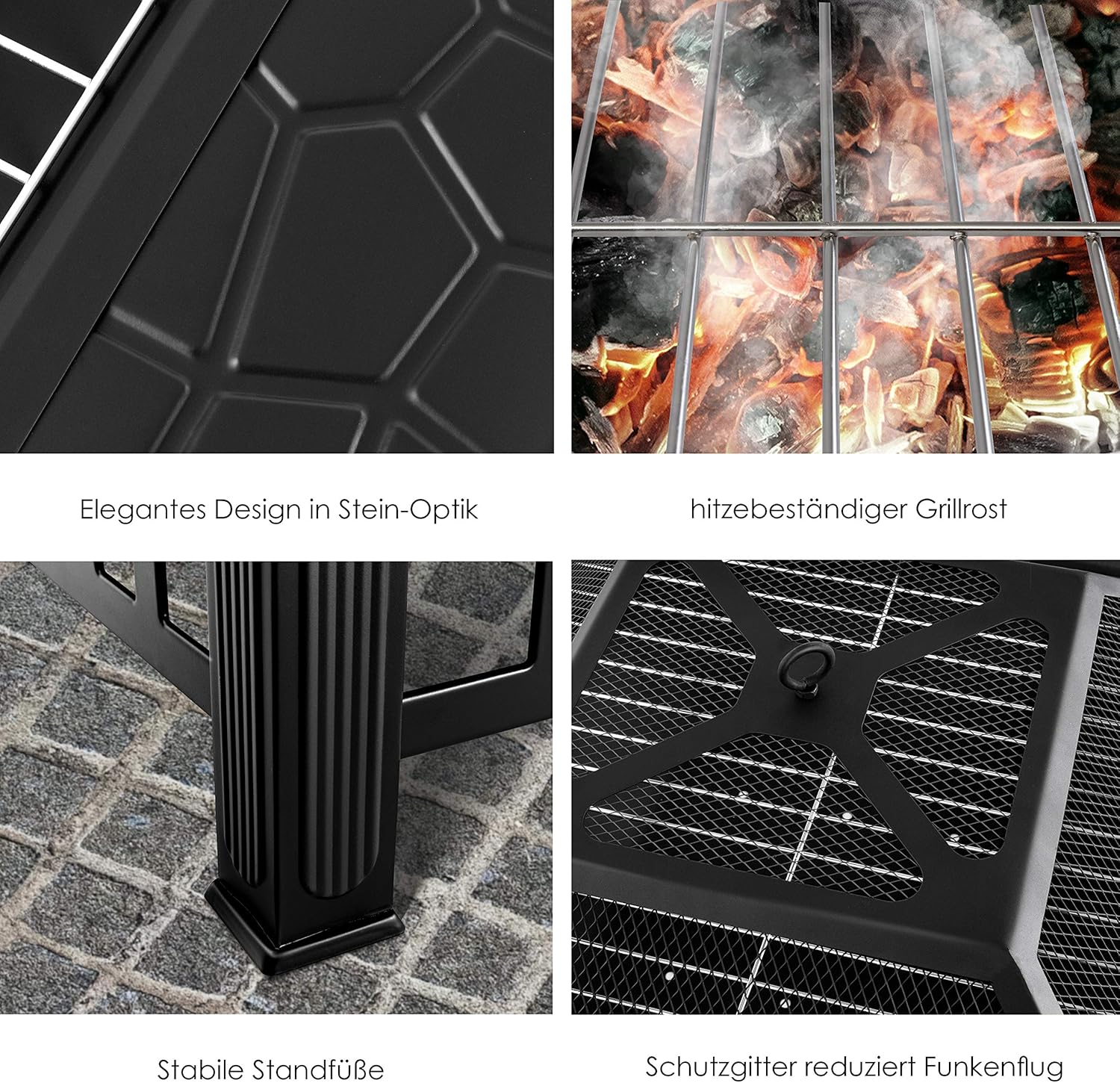 Thumbnail 3 de KESSER Feuerstelle mit Grillrost & Grillzange (82×82×50 cm) – 3in1 Fire Pit für Garten, Terrasse & Grillabend