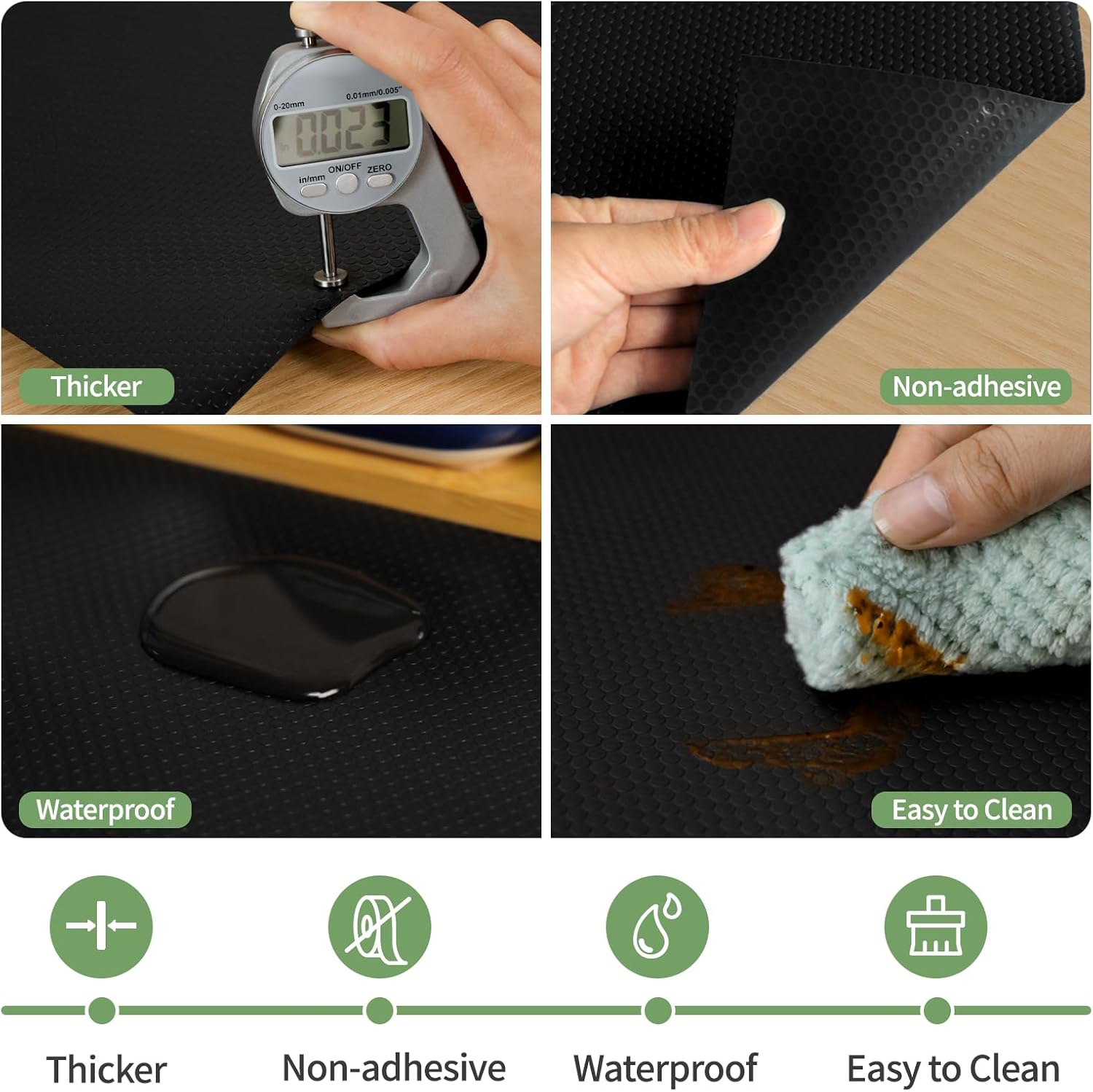 Thumbnail 1 de wohomuke Shelf Liners 24 inch x 20 ft – Non-Adhesive EVA Liner for Cabinets, Drawers, and Shelves (Black)