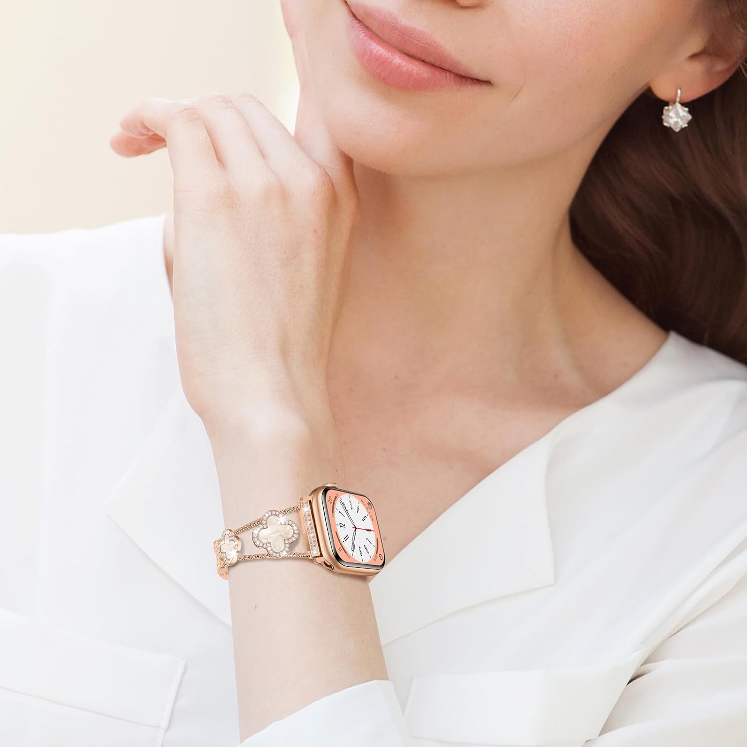 Thumbnail 6 de Tasikar Bling Diamond Women Straps for Apple Watch (Rose Gold) – Lucky Clover Dressy Replacement Bracelet