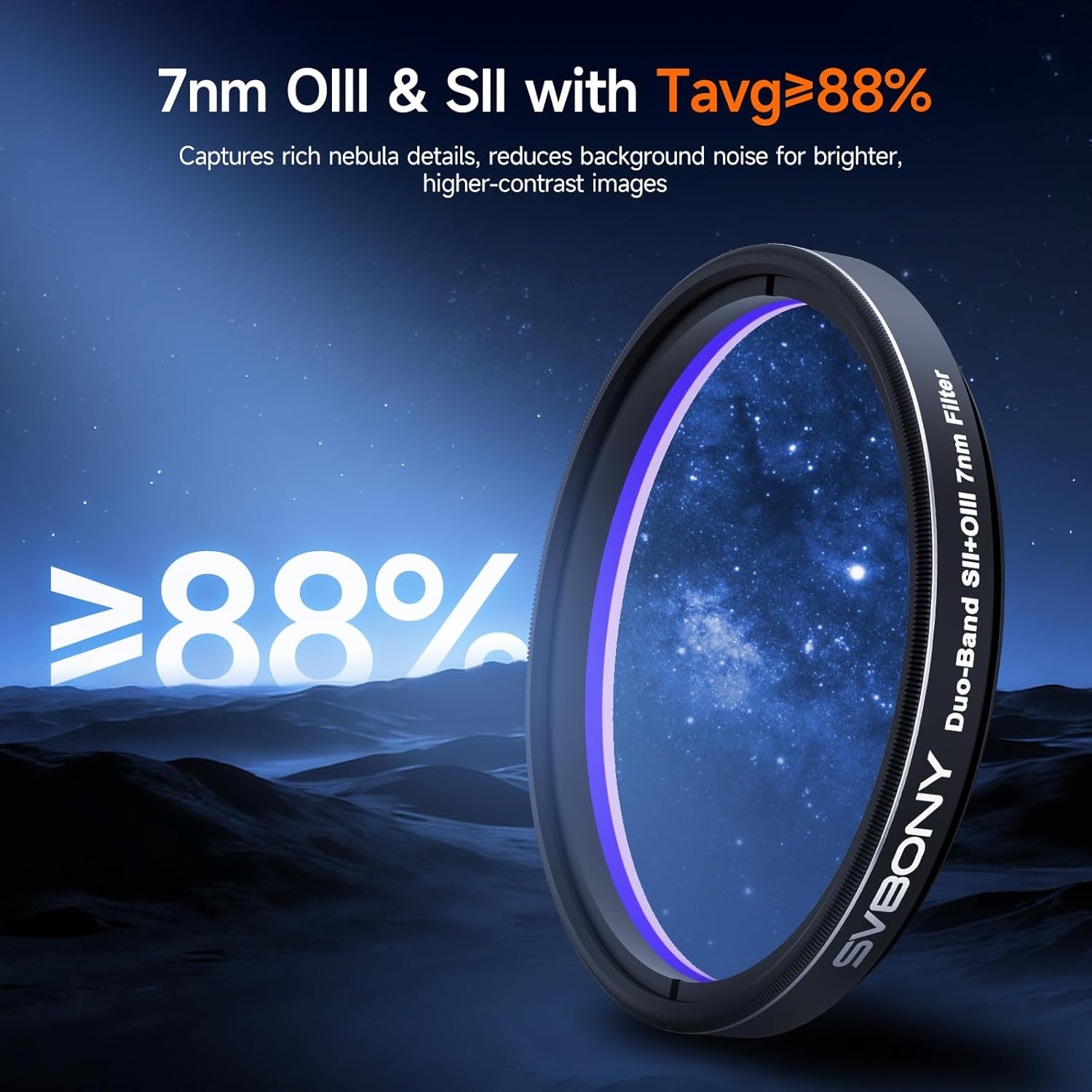Thumbnail 3 de Svbony SV220Filtro 2" SII e OIII 7 nm (OD5) – doppia banda per nebulose a emissione
